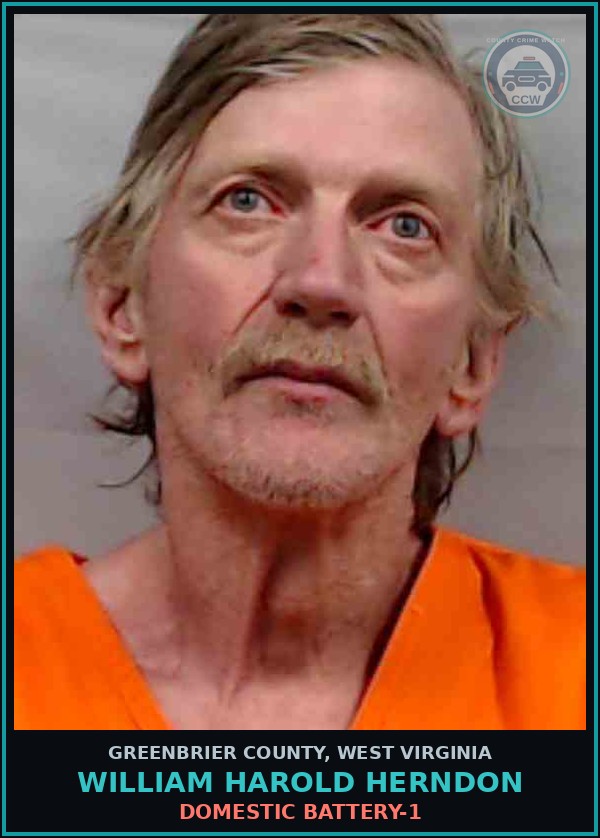 Booking mugshot of William Harold Herndon in Greenbrier County