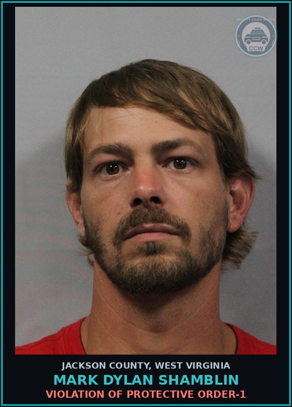 Booking mugshot of Mark Dylan Shamblin in Jackson County
