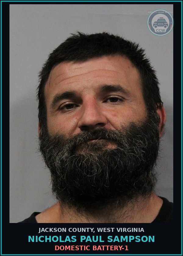 Booking mugshot of Nicholas Paul Sampson in Jackson County