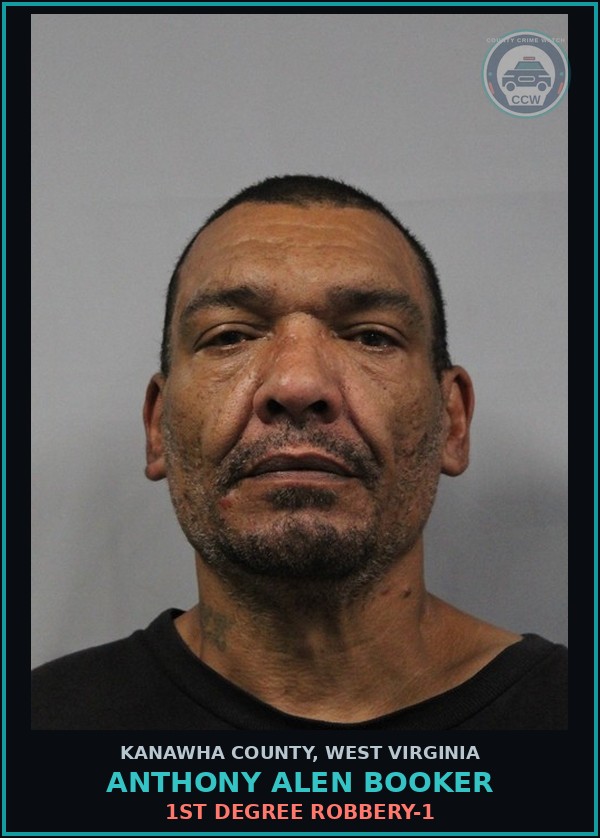 Booking mugshot of Anthony Alen Booker in Kanawha County