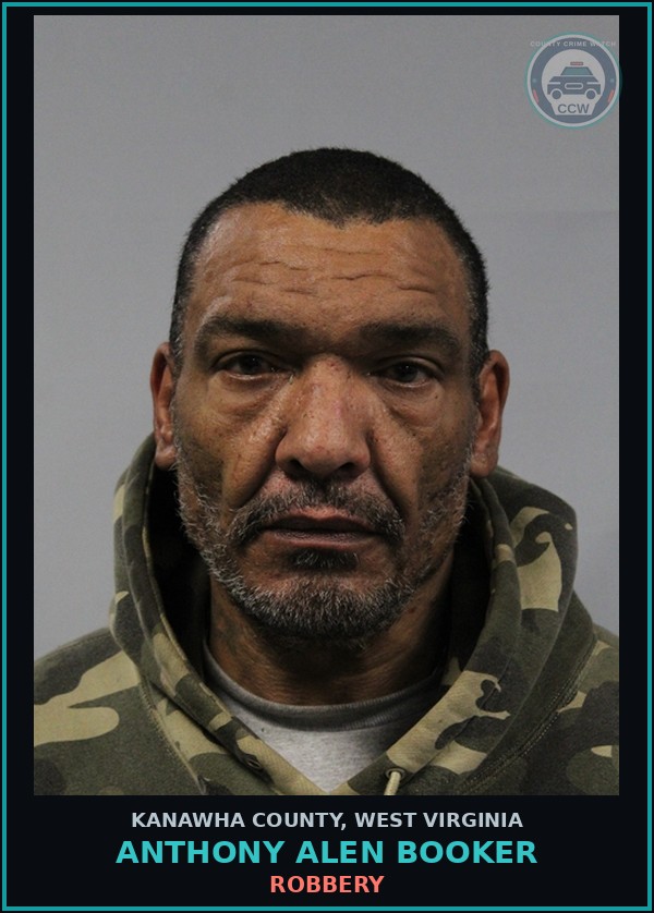 Booking mugshot of Anthony Alen Booker in Kanawha County