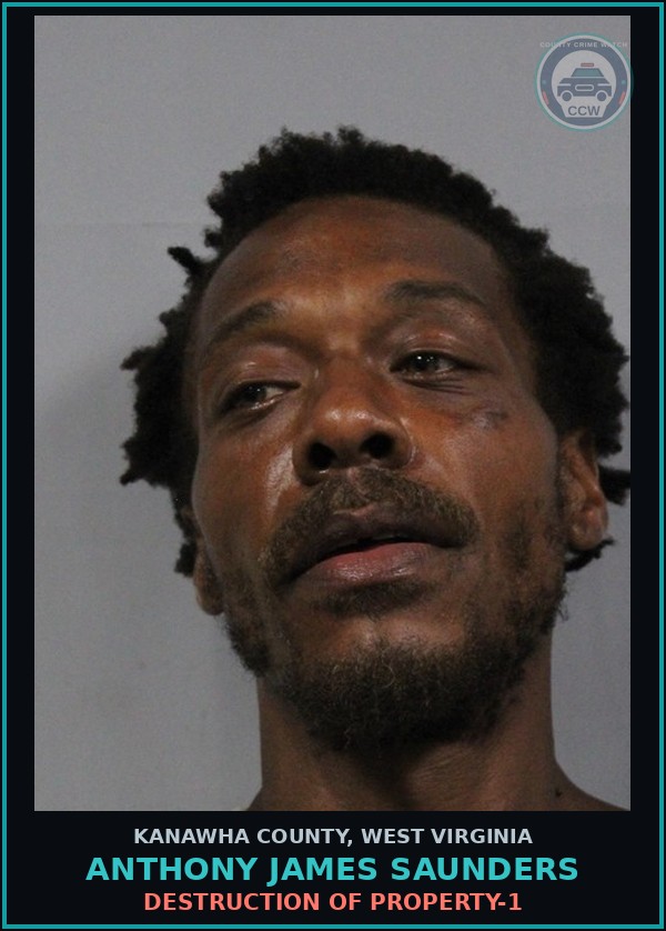 Booking mugshot of Anthony James Saunders in Kanawha County