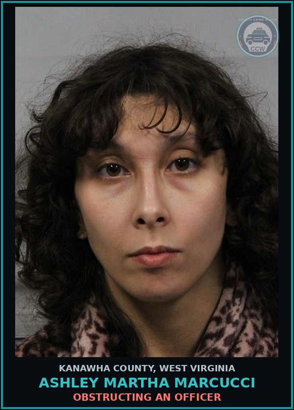 Booking mugshot of Ashley Martha Marcucci in Kanawha County