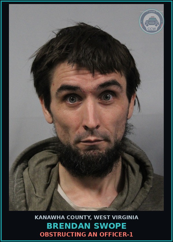 Booking mugshot of Brendan Swope in Kanawha County