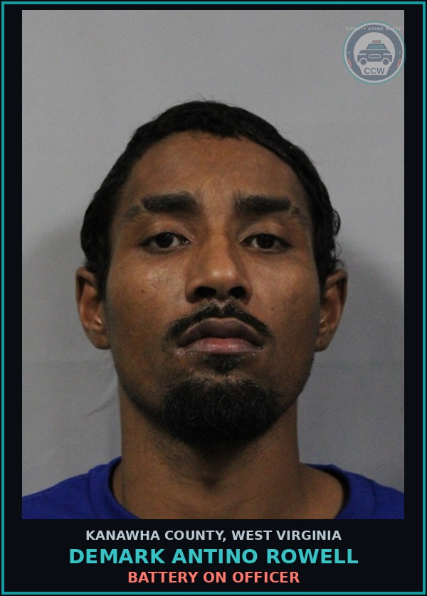 Booking mugshot of Demark Antino Rowell in Kanawha County