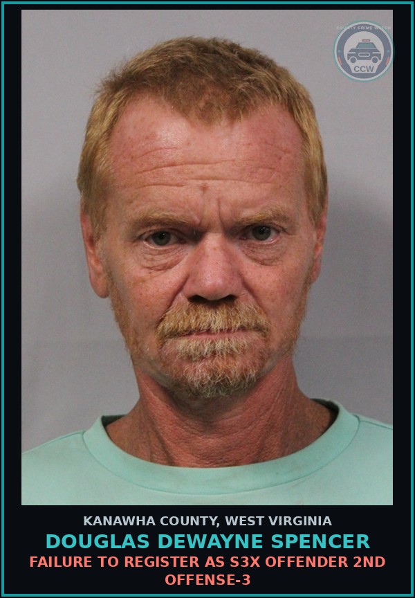 Booking mugshot of Douglas Dewayne Spencer in Kanawha County