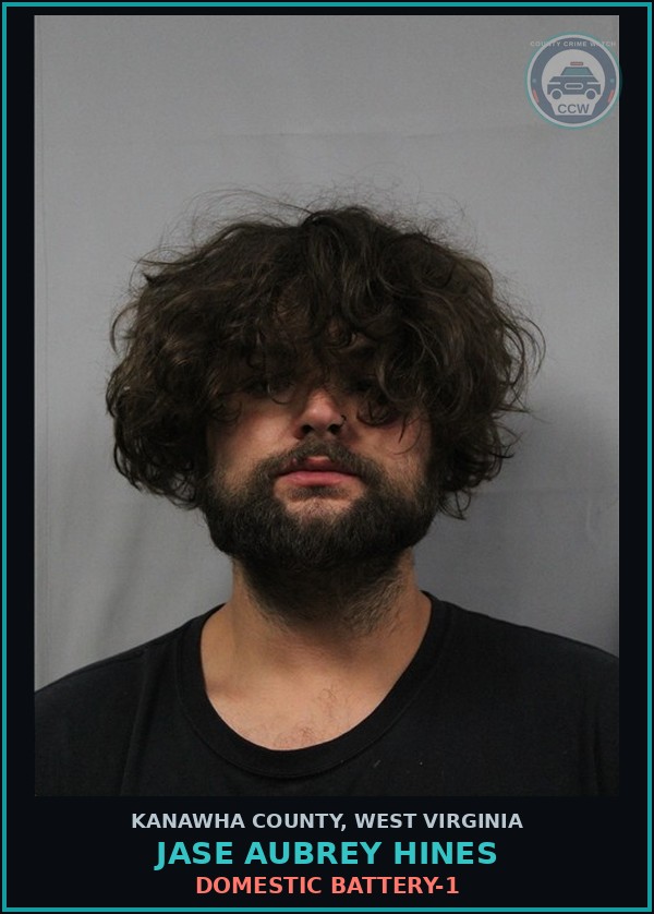 Booking mugshot of Jase Aubrey Hines in Kanawha County