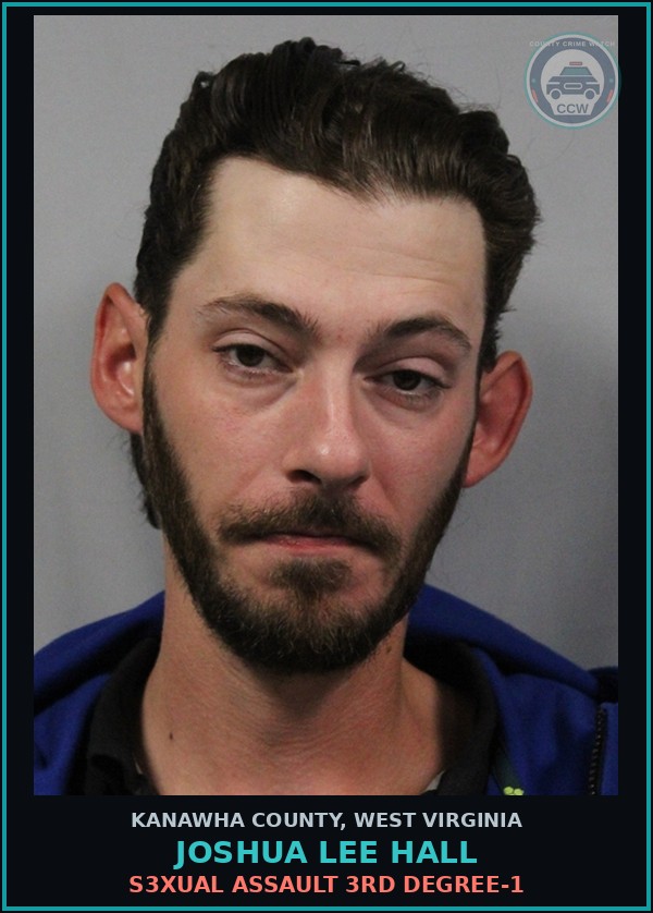 Booking mugshot of Joshua Lee Hall in Kanawha County