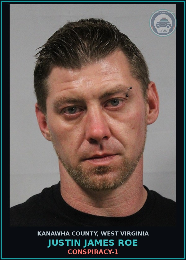 Booking mugshot of Justin James Roe in Kanawha County