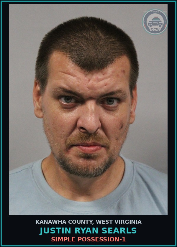 Booking mugshot of Justin Ryan Searls in Kanawha County