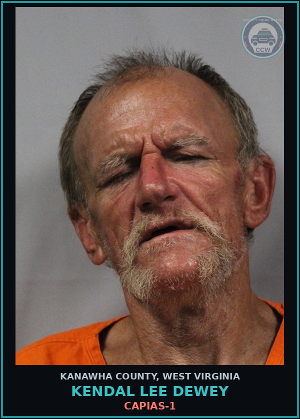 Booking mugshot of Kendal Lee Dewey in Kanawha County