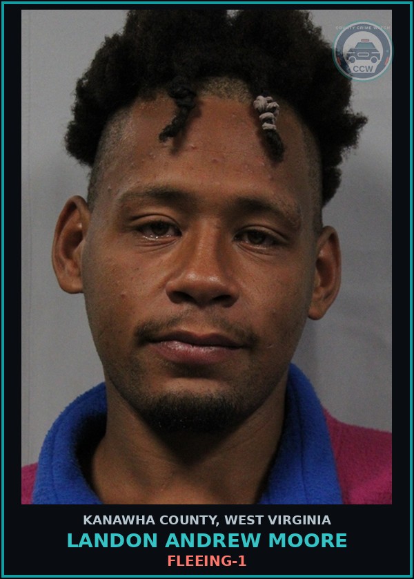 Booking mugshot of Landon Andrew Moore in Kanawha County