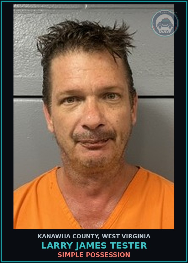 Booking mugshot of Larry James Tester in Kanawha County