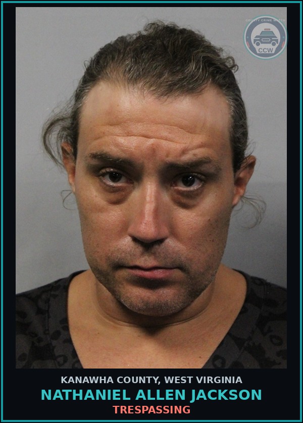 Booking mugshot of Nathaniel Allen Jackson in Kanawha County