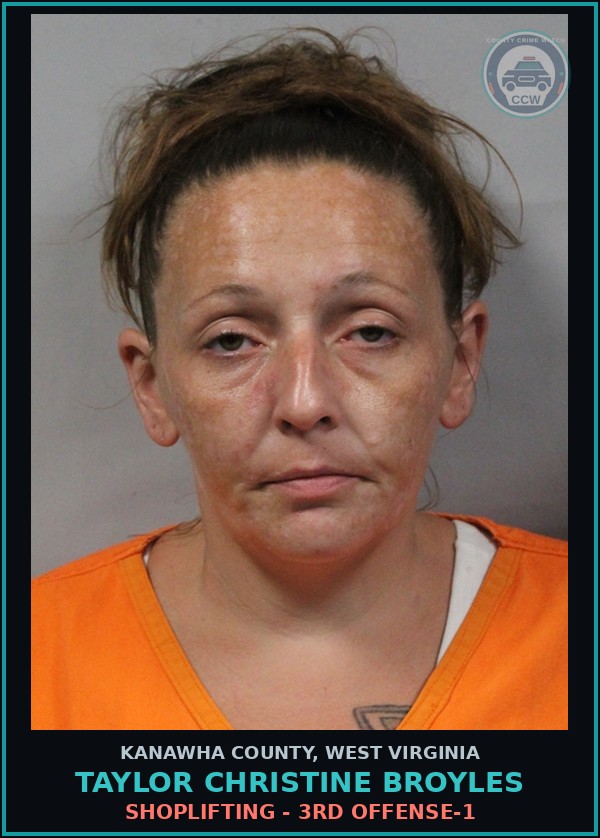 Booking mugshot of Taylor Christine Broyles in Kanawha County