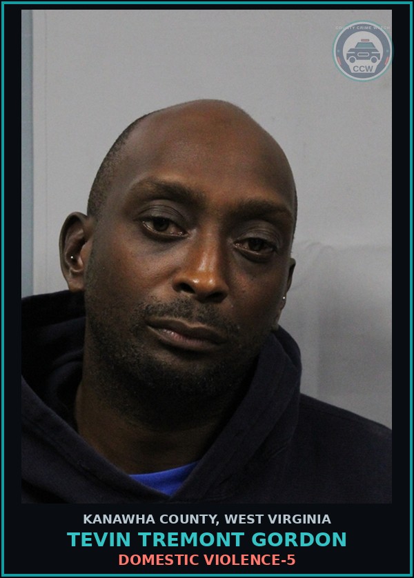 Booking mugshot of tevin tremont gordon in Kanawha County