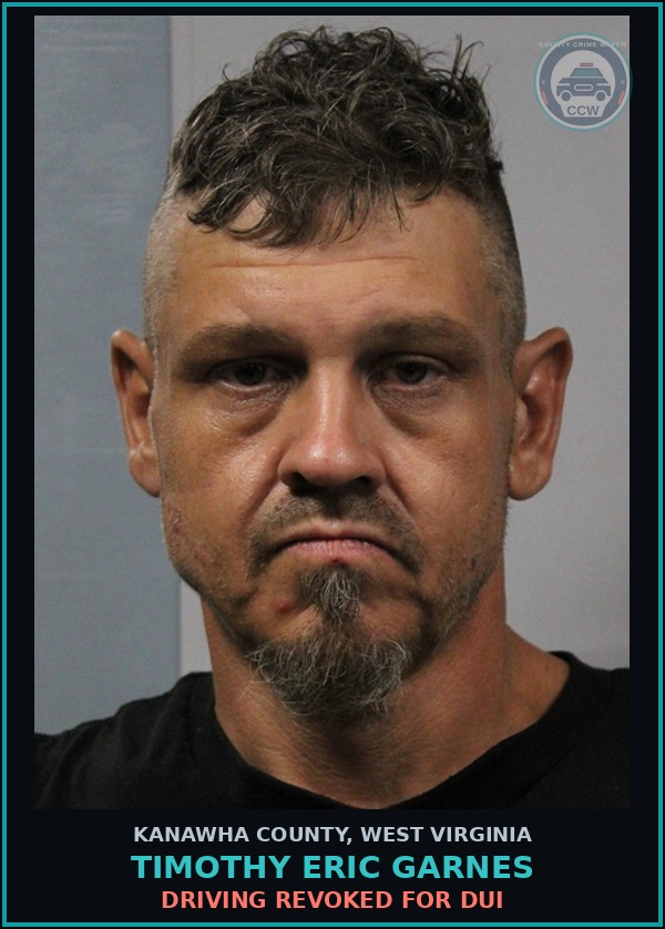 Booking mugshot of Timothy Eric Garnes in Kanawha County