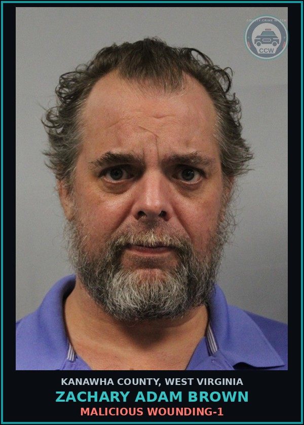 Booking mugshot of Zachary Adam Brown in Kanawha County