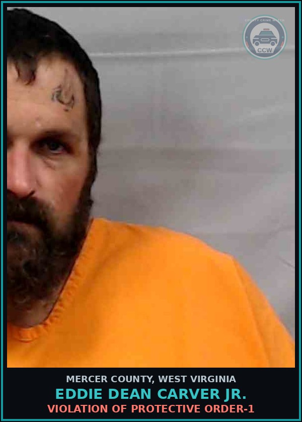 Booking mugshot of Eddie Dean Carver Jr. in Mercer County