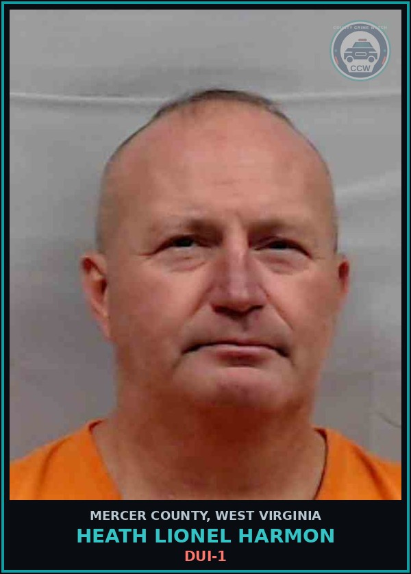 Booking mugshot of Heath Lionel Harmon in Mercer County