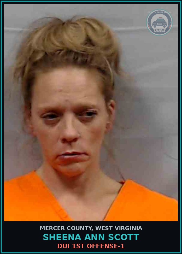 Booking mugshot of Sheena Ann Scott in Mercer County