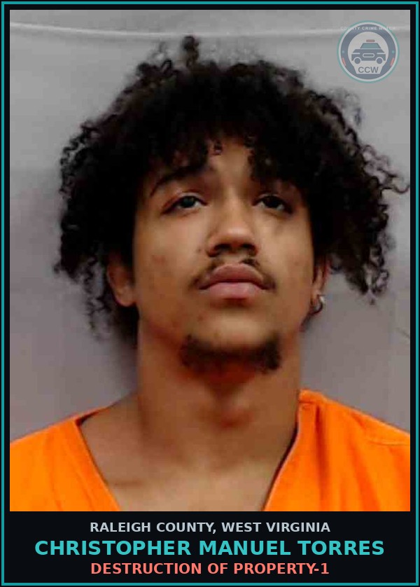 Booking mugshot of Christopher Manuel Torres in Raleigh County