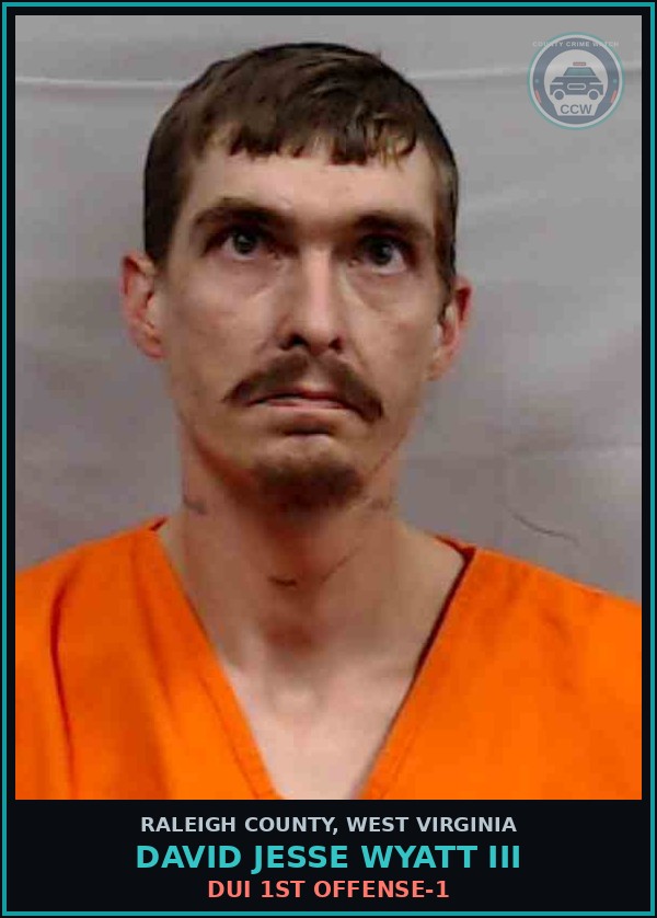 Booking mugshot of David Jesse Wyatt III in Raleigh County