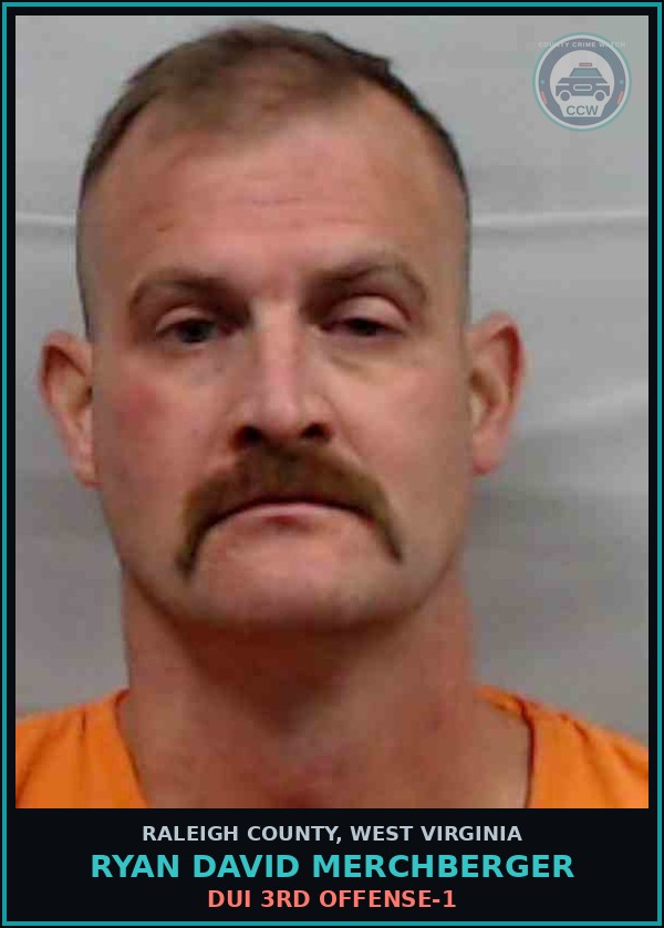 Booking mugshot of Ryan David Merchberger in Raleigh County