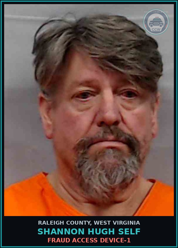 Booking mugshot of Shannon Hugh Self in Raleigh County