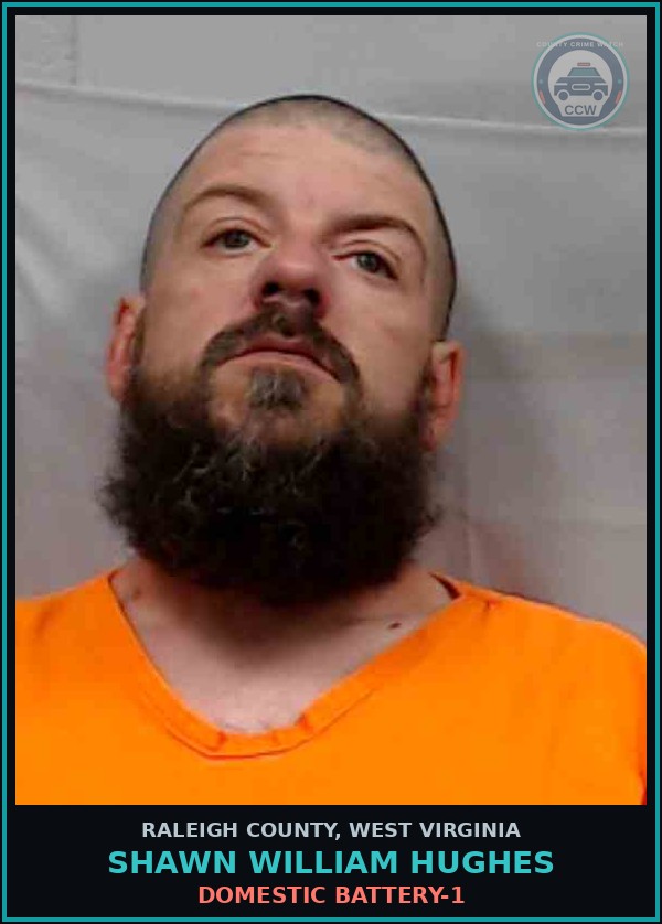 Booking mugshot of Shawn William Hughes in Raleigh County