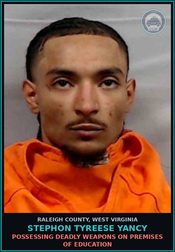 Booking mugshot of Stephon Tyreese Yancy in Raleigh County