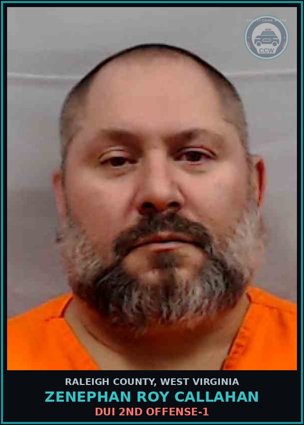 Booking mugshot of Zenephan Roy Callahan in Raleigh County