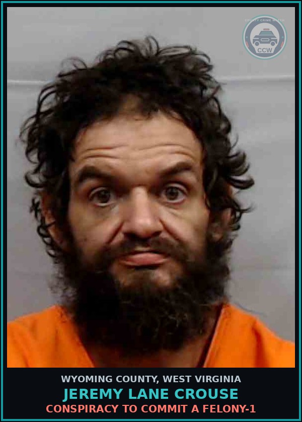 Booking mugshot of Jeremy Lane Crouse in Wyoming County