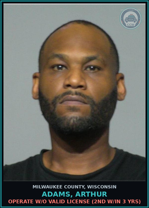 Booking mugshot of Adams, Arthur in Milwaukee County