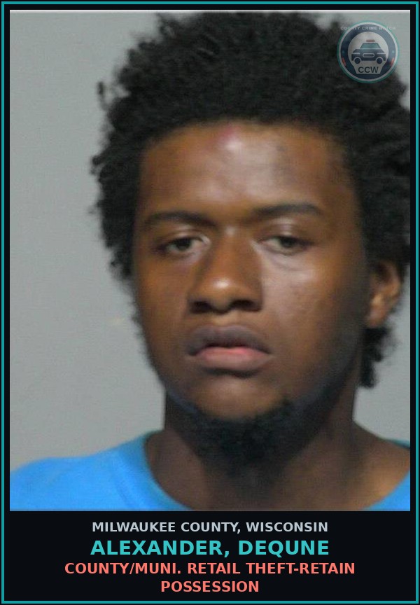 Booking mugshot of Alexander, Dequne in Milwaukee County