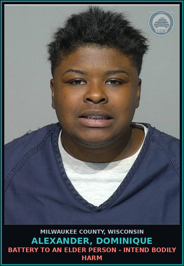 Booking mugshot of Alexander, Dominique in Milwaukee County