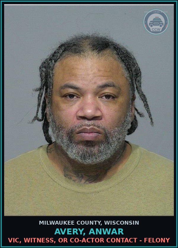 Booking mugshot of Avery, Anwar in Milwaukee County