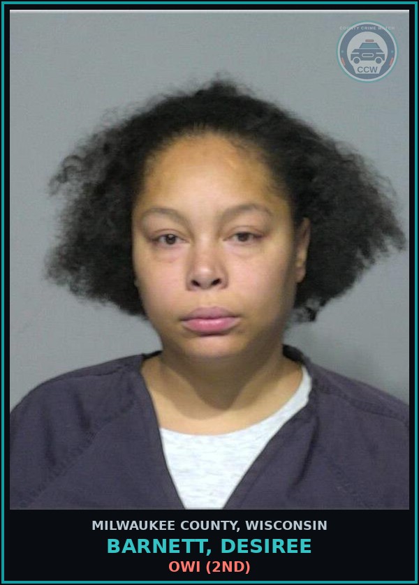 Booking mugshot of Barnett, Desiree in Milwaukee County