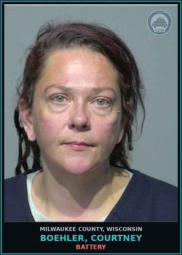 Booking mugshot of Boehler, Courtney in Milwaukee County