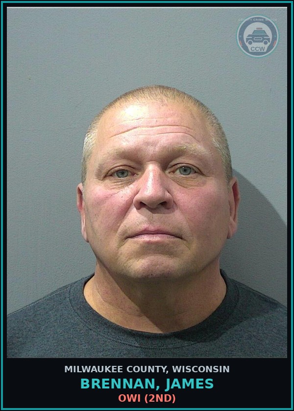 Booking mugshot of Brennan, James in Milwaukee County