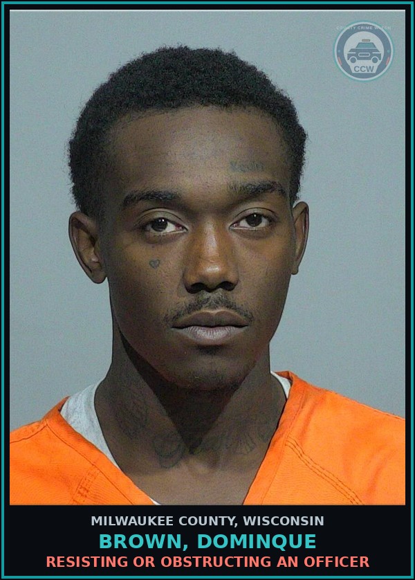 Booking mugshot of Brown, Dominque in Milwaukee County