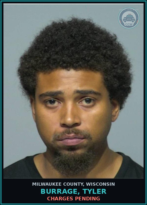 Booking mugshot of Burrage, Tyler in Milwaukee County