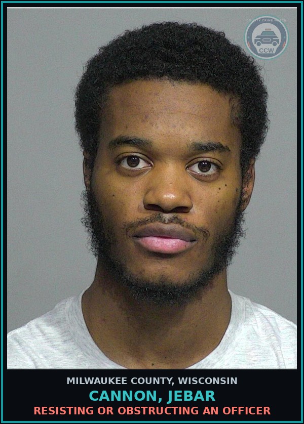 Booking mugshot of Cannon, Jebar in Milwaukee County