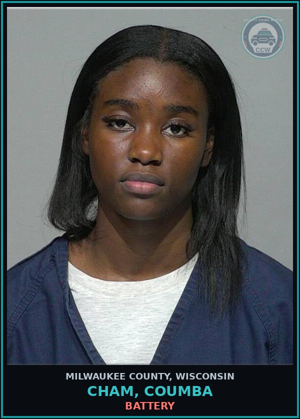Booking mugshot of Cham, Coumba in Milwaukee County