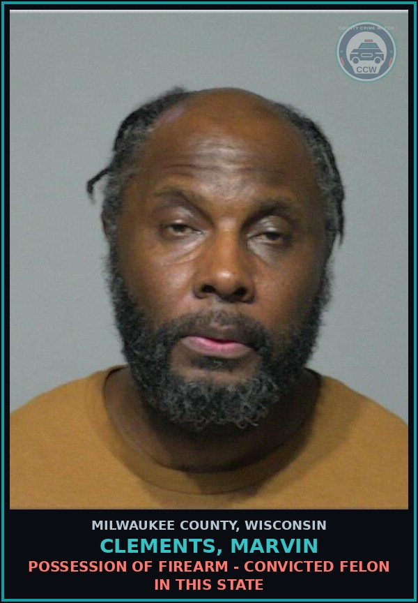 Booking mugshot of Clements, Marvin in Milwaukee County