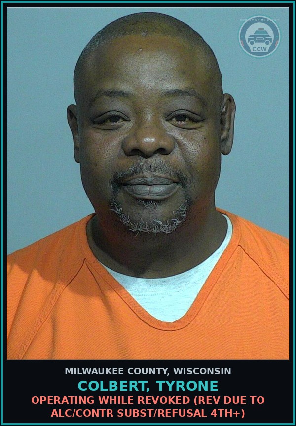 Booking mugshot of Colbert, Tyrone in Milwaukee County