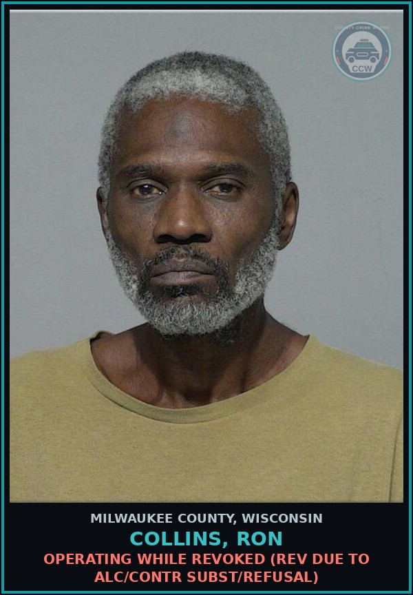 Booking mugshot of Collins, Ron in Milwaukee County