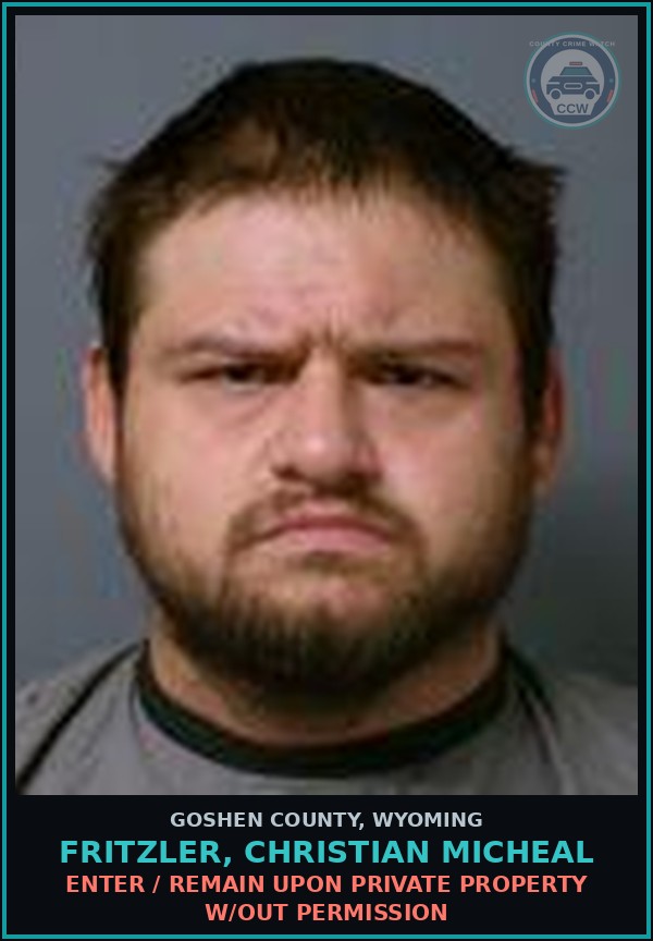 Booking mugshot of Fritzler, Christian Micheal in Goshen County