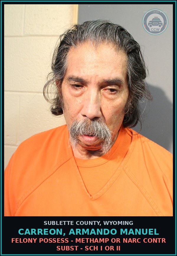 Booking mugshot of Carreon, Armando Manuel in Sublette County