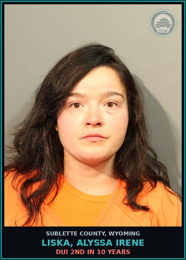 Booking mugshot of Liska, Alyssa Irene in Sublette County